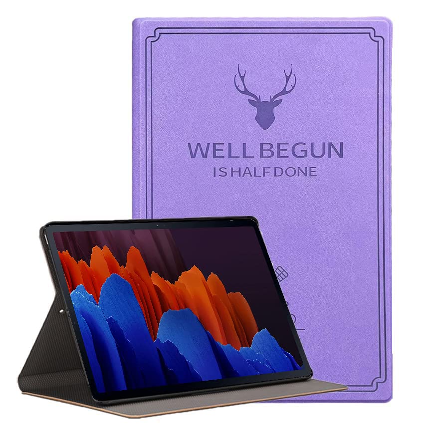 ProElite Deer Flip case Cover for Samsung Galaxy Tab S8 Plus/S7 Plus/S7 FE 12.4 Inch SM-X800/X806/T970/T975/T976/T735, Purple