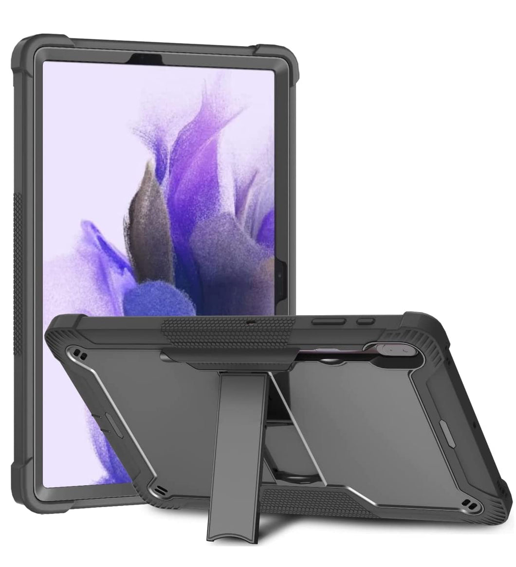 ProElite Rugged Shockproof Heavy Duty Back Case Cover for Samsung Galaxy Tab S8 Plus/S7 Plus/S7 FE 12.4 Inch SM-X800/X806/T970/T975/T976/T735, with S Pen Holder, Black