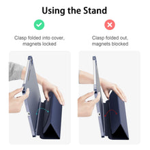 Load image into Gallery viewer, ProElite Smart Trifold Flip Case Cover for Apple iPad Air 5th/4th Gen 10.9 inch , Translucent Back with Clasp, Feather Series, Dark Blue
