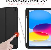 Load image into Gallery viewer, ProElite Smart Case for iPad 10th Generation 10.9 inch 2022 [Auto Sleep/Wake Cover] [Left Side Pencil Holder] [Soft Flexible Case with Stylus ] Recoil Series - Black
