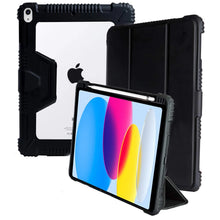 Load image into Gallery viewer, ProElite Rugged Shockproof Armor Smart flip case Cover for Apple iPad 10th Generation 10.9 inch 2022 with Pencil Holder, Black
