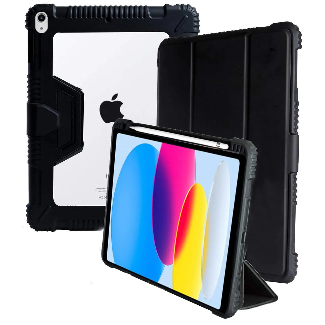 ProElite Cover for iPad (A16) 11th/10th Gen (2025/2022) Cover Case, Rugged Shockproof Armor Smart flip case Cover for Apple iPad 11th/10th Generation 2025/2022 with Pencil Holder, Black