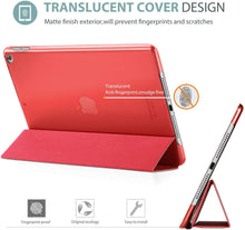 Load image into Gallery viewer, ProElite Smart Flip Case Cover for Apple ipad 7th/8th/9th Gen (2021) 10.2 inch with Stylus Pen, Translucent &amp; Hard Back, Red
