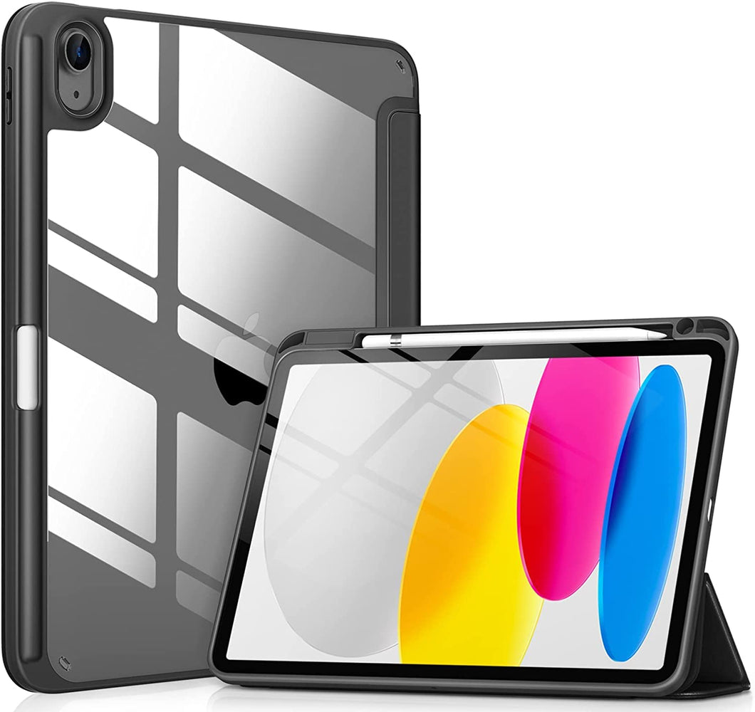 ProElite Case Cover for Apple iPad (A16) 11th/10th Generation (2025/2022), Transparent case Cover with Pencil Holder for iPad 11th/10th Gen 2025/2022, Black