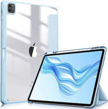 Load image into Gallery viewer, ProElite Hybrid Detachable Magnetic Case Cover for Apple iPad pro 12.9 inch 2021 5th Generation with Pencil Holder, Haze Blue [Transparent Back]
