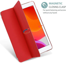 Load image into Gallery viewer, ProElite Smart Flip Case Cover for Apple ipad 7th/8th/9th Gen (2021) 10.2 inch with Stylus Pen, Translucent &amp; Hard Back, Red
