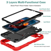 Load image into Gallery viewer, ProElite Rugged Shockproof Heavy Duty Back Case Cover for Apple iPad Mini 6/Mini 7 8.3 inch with Pencil Holder, Red

