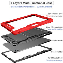 Load image into Gallery viewer, ProElite Rugged Shockproof Heavy Duty Back Case Cover for Apple iPad pro 12.9 inch 2021/2020 5th Gen, (Support Apple Pencil Charging), Red
