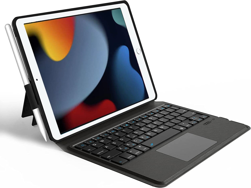 ProElite Wireless Bluetooth Touchpad Keyboard flip case Cover for Apple iPad 10.2 inch 9th Gen (2021) 8th Gen/7th Gen/Air 3 10.5 inch/Pro 10.5 inch Black