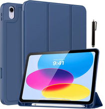 Load image into Gallery viewer, ProElite Smart Case for iPad 10th Generation 10.9 inch 2022 [Auto Sleep/Wake Cover] [Left Side Pencil Holder] [Soft Flexible Case with Stylus ] Recoil Series - Dark Blue
