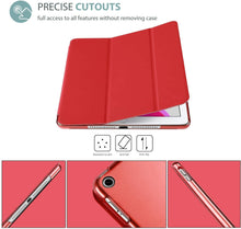 Load image into Gallery viewer, ProElite Smart Flip Case Cover for Apple ipad 7th/8th/9th Gen (2021) 10.2 inch with Stylus Pen, Translucent &amp; Hard Back, Red
