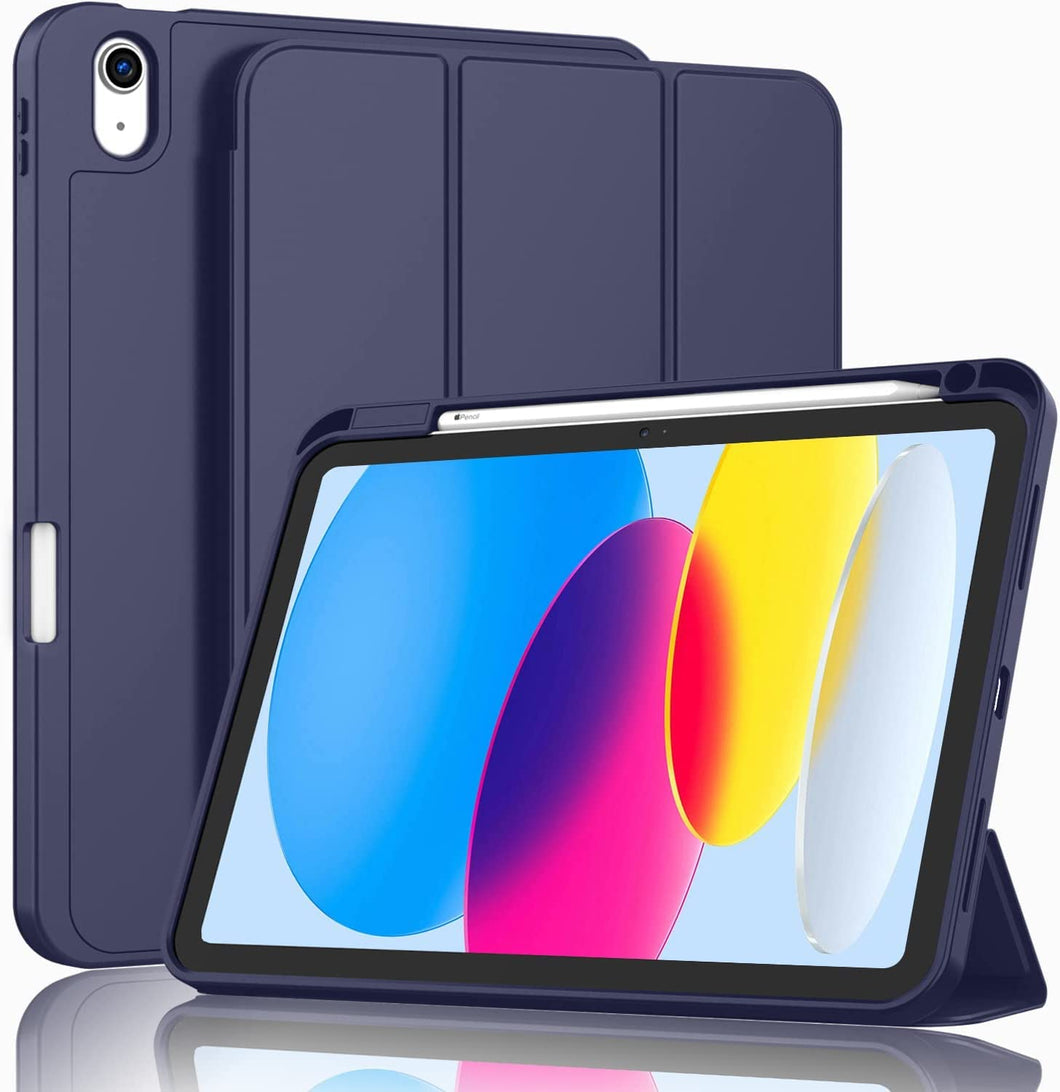 ProElite Smart Case for iPad (A16) 11th/10th Generation (2025/2022) [Auto Sleep/Wake Cover] [Pencil Holder] [Soft Flexible Case] Recoil Series for Apple iPad 10th/11th Gen - Dark Blue
