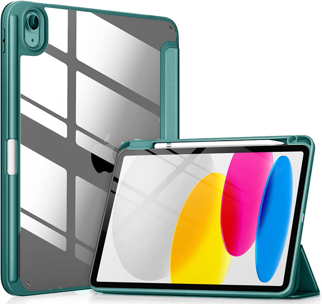 ProElite Case Cover for Apple iPad (A16) 11th/10th Generation (2025/2022), Transparent case Cover with Pencil Holder for iPad 11th/10th Gen 2025/2022, Dark Green