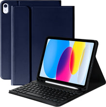 Load image into Gallery viewer, ProElite Detachable Wireless Bluetooth Keyboard case Cover for Apple iPad 10th Gen 10.9 inch. with Pencil Holder, Dark Blue
