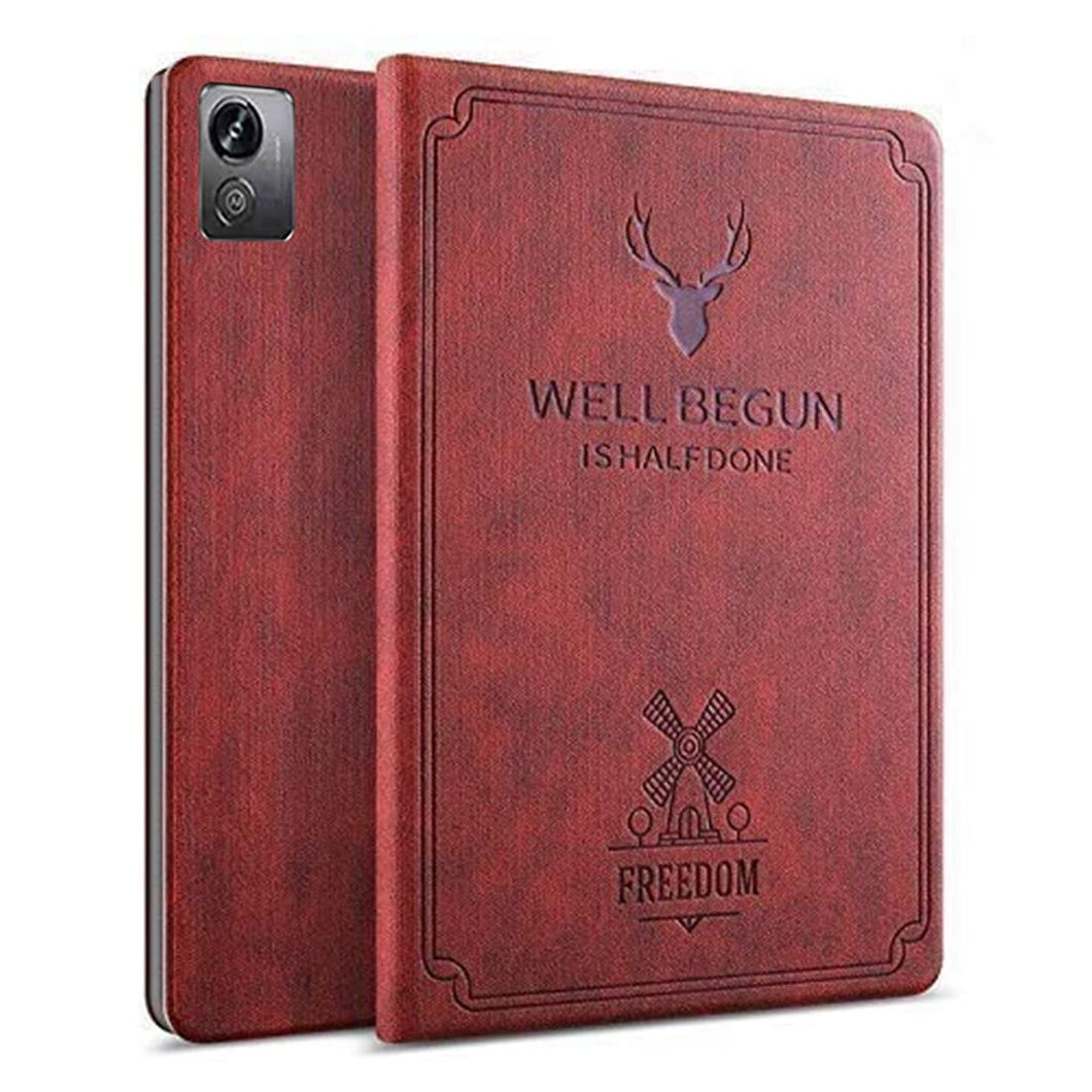 ProElite Deer Flip case Cover for Realme Pad X 11 inch Tablet, Wine Red
