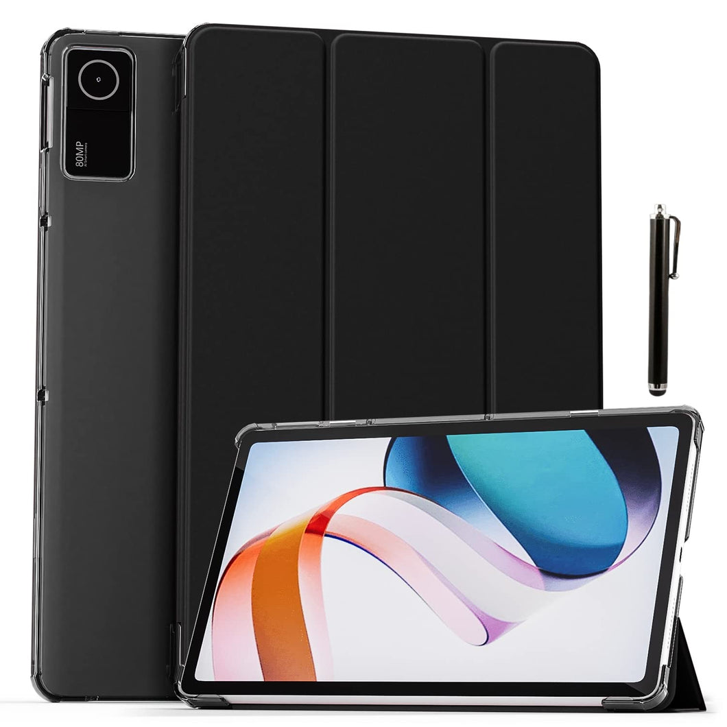 ProElite Smart Flip Case Cover for Redmi Pad 10.6 inch Translucent Back with Stylus Pen, Black