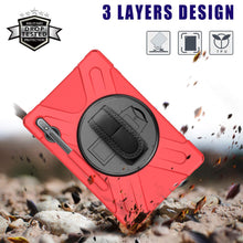 Load image into Gallery viewer, ProElite Rugged 3 Layer Armor case Cover for Samsung Galaxy Tab S8 Plus/ S7 Plus 12.4 Inch SM-T970/T975/T976/X800/X806 with SPen Holder, Red
