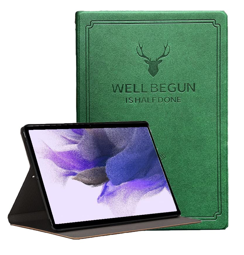 ProElite Deer Flip case Cover for Samsung Galaxy Tab S8 Plus/S7 Plus/S7 FE 12.4 Inch SM-X800/X806/T970/T975/T976/T735, Dark Green