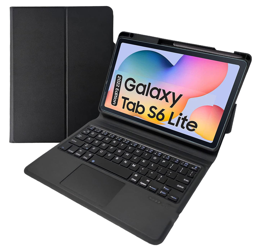 ProElite Wireless Bluetooth TouchPad Keyboard flip case Cover for Samsung Galaxy Tab S6 Lite 10.4 Inch 2022 SM-P610/P615 with Pen Holder, Black