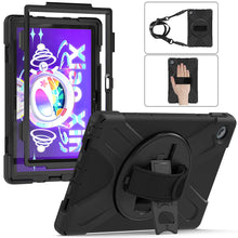Load image into Gallery viewer, ProElite Rugged 3 Layer Armor case Cover for Motorola Moto Tab G62 10.6 inch with Hand Grip and Rotating Kickstand with Shoulder Strap, Black
