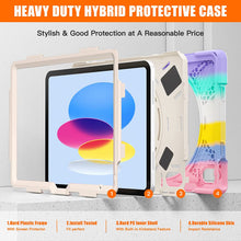 Load image into Gallery viewer, ProElite Rugged 3 Layer Armor case Cover for Apple iPad 10th Generation 10.9 inch 2022. with Hand Grip and Rotating Kickstand, Rainbow
