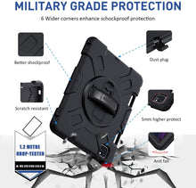 Load image into Gallery viewer, ProElite Rugged 3 Layer Armor case Cover for iPad Pro 11 inch 2022/2021 4th/3rd Gen with Pencil Holder, Shoulder Strap and Kickstand, Black
