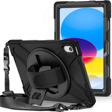 Load image into Gallery viewer, ProElite Rugged 3 Layer Armor case Cover for Apple iPad 10th Generation 10.9 inch 2022. with Hand Grip, and Rotating Kickstand, Black
