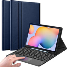 Load image into Gallery viewer, ProElite Detachable Wireless Bluetooth TouchPad Keyboard flip case Cover for Samsung Galaxy Tab S6 Lite 10.4 Inch SM-P610/P615 with Pencil Holder, Dark Blue
