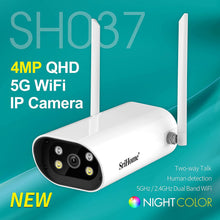 Load image into Gallery viewer, Srihome SH037 Dual Band Wireless WiFi 4MP Ultra HD 1440p Waterproof Outdoor IP Camera CCTV with LED Lights
