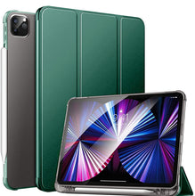Load image into Gallery viewer, ProElite Smart Flip Case Cover for Apple iPad Pro 11 inch 4th/3rd Gen 2022/2021, Transparent Soft Back with Pencil Holder, Dark Green
