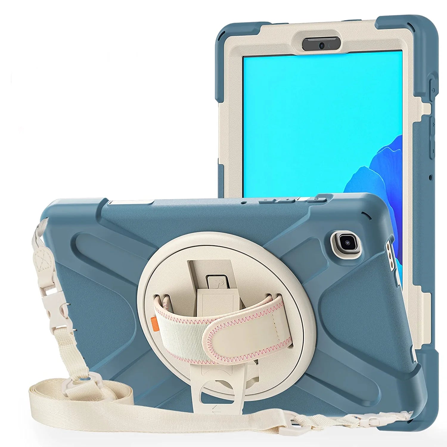 ProElite Rugged Layer Armor case Cover for Samsung Galaxy Tab A7 Lite SM-T225/T220 Hand Grip and Rotating Kickstand, Cornflower Blue