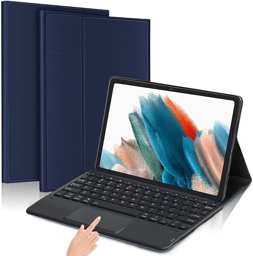 ProElite Detachable Wireless Bluetooth Touchpad Keyboard flip case Cover for Samsung Galaxy Tab A8 10.5 inch (SM-X200/ SM-X205/ SM-X207), Dark Blue