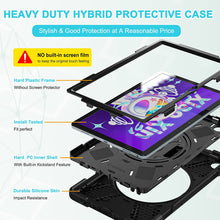 Load image into Gallery viewer, ProElite Rugged 3 Layer Armor case Cover for Motorola Moto Tab G62 10.6 inch with Hand Grip and Rotating Kickstand with Shoulder Strap, Black
