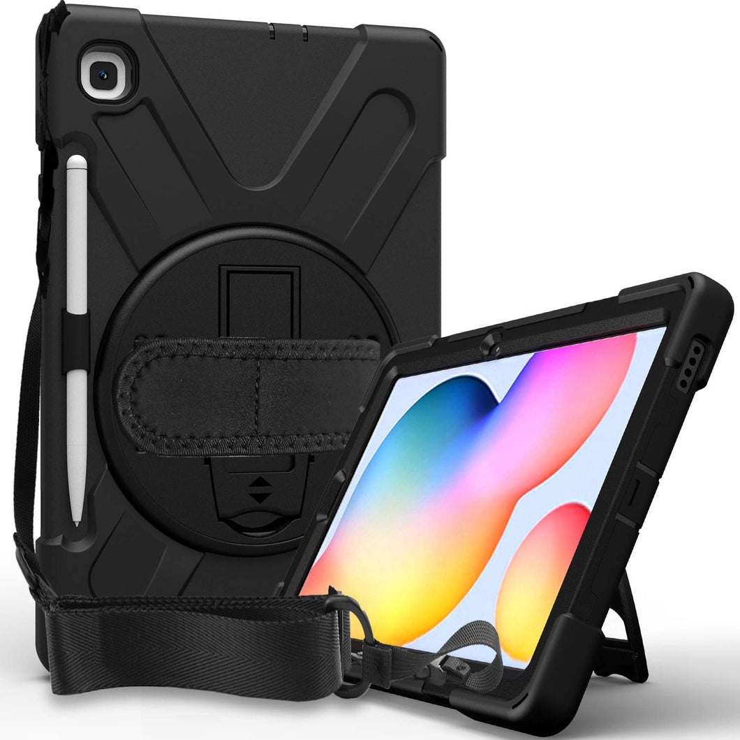 ProElite Rugged 3 Layer Armor case Cover for Samsung Galaxy Tab S6 Lite 10.4 Inch SM-P610/P615 with SPen Holder, Black