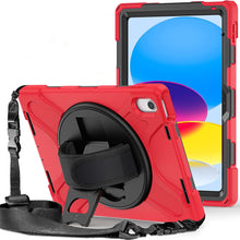 Load image into Gallery viewer, ProElite Rugged 3 Layer Armor case Cover for Apple iPad 10th Generation 10.9 inch 2022. with Hand Grip and Rotating Kickstand, Red
