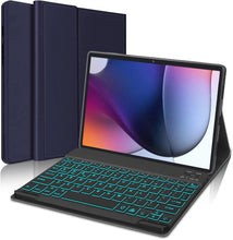 Load image into Gallery viewer, ProElite Keyboard case for Motorola Moto Tab G62 10.6 inch Magnetic Detachable Wireless Bluetooth Keyboard Built-in 7-Colors Backlit, Dark Blue
