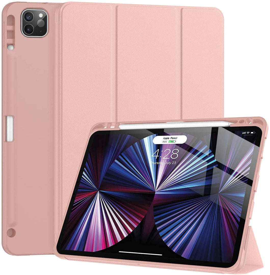 ProElite Smart Case for iPad Pro 11 inch 2022/2021 4th/3rd Gen [Auto Sleep/Wake Cover] [Pencil Holder] [Soft Flexible Case] Recoil Series - Rose Gold