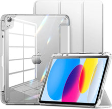 Load image into Gallery viewer, ProElite Smart Flip Case Cover for Apple iPad 10th Generation 10.9 inch 2022, Fully Transparent Back with Pencil Holder, Grey
