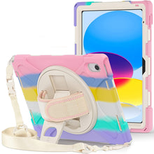 Load image into Gallery viewer, ProElite Rugged 3 Layer Armor case Cover for Apple iPad (A16) 11th/10th Generation (2025/2022). with Hand Grip and Rotating Kickstand, Rainbow
