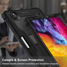 Load image into Gallery viewer, ProElite Rugged Shockproof Heavy Duty Back Case Cover for Apple iPad Pro 11&quot; 3rd Gen 2021/2020 &amp; iPad Air 5th/4th Gen 10.9&quot; with Pencil Holder, Black

