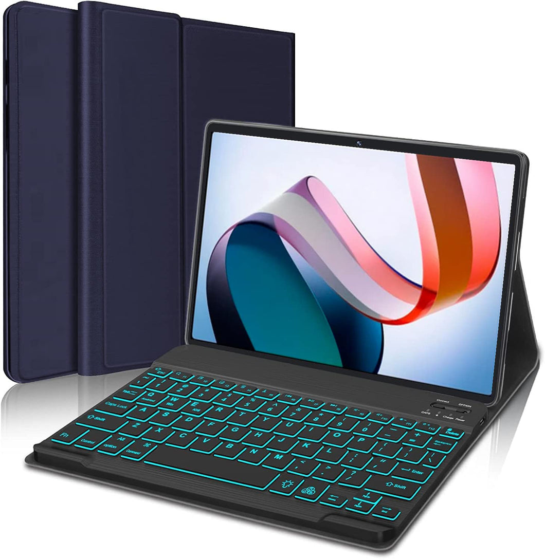 ProElite Keyboard case for Redmi Pad 10.6 inch, Magnetic Detachable Wireless Bluetooth Keyboard Built-in 7-Colors Backlit, Dark Blue