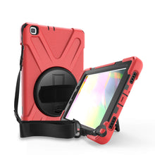 Load image into Gallery viewer, ProElite Rugged 3 Layer Armor case Cover for Samsung Galaxy Tab A 8&quot; SM-T290/SM-T295 2019 with Hand Grip and Rotating Kickstand, Red
