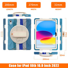 Load image into Gallery viewer, ProElite Rugged 3 Layer Armor case Cover for Apple iPad 10th Generation 10.9 inch 2022. with Hand Grip and Rotating Kickstand, Rainbow Blue
