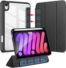 Load image into Gallery viewer, ProElite Hybrid Detachable Magnetic Case Cover for Apple iPad Mini 6/Mini 7 8.3 inch Case with Pencil Holder, Black [Transparent Back]
