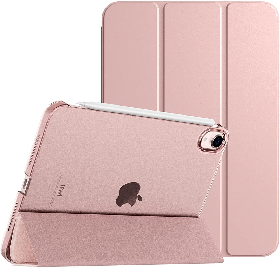 ProElite Smart Flip Case Cover for Apple iPad Mini 6th Gen 8.3 inch , Translucent Back, Rose Gold