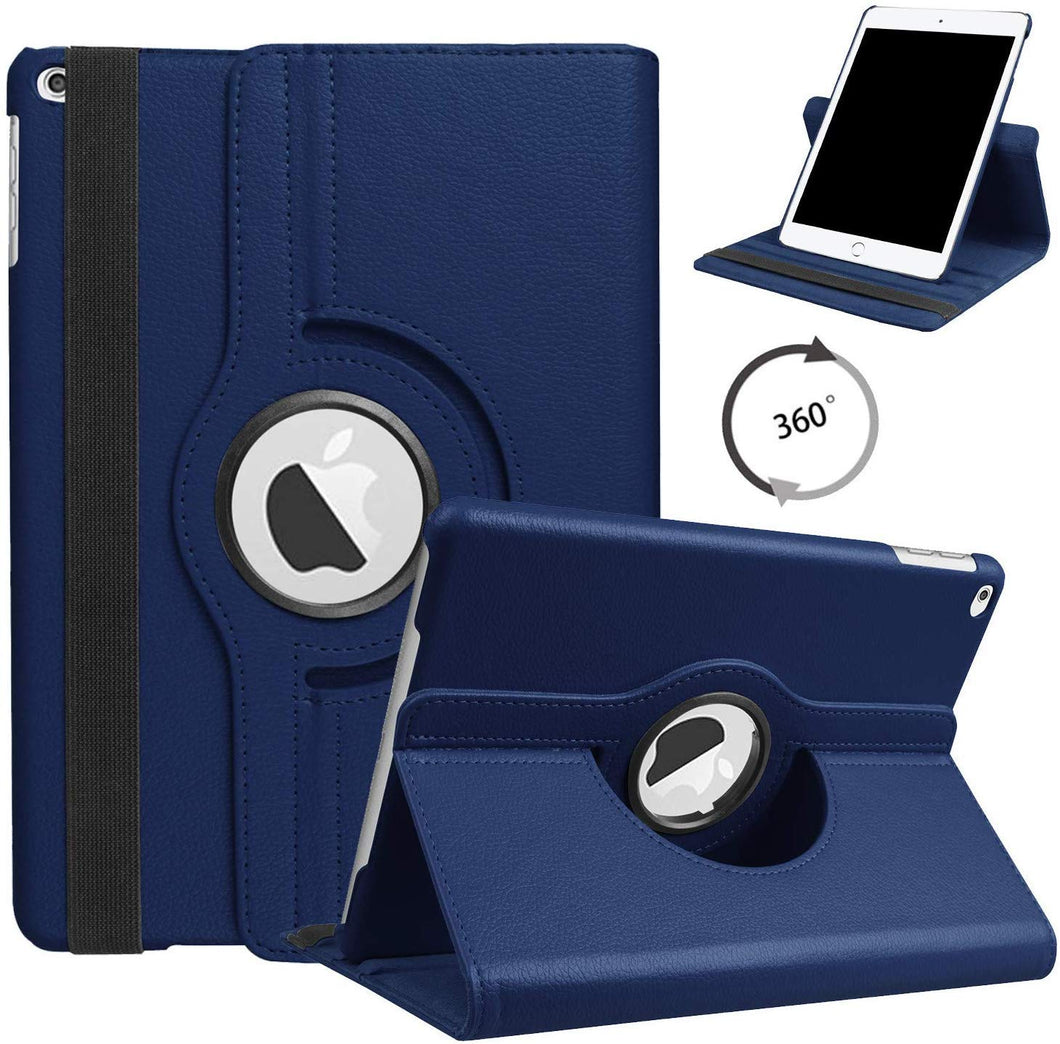 ProElite Smart Case for Apple ipad 7th/8th/9th Gen (2021) 10.2 inch , 360 Degree Rotating Stand Leather Protective Cover, Dark Blue