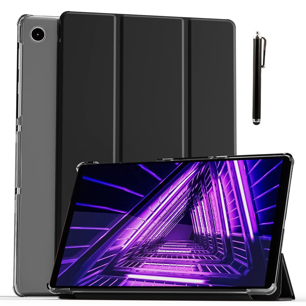 ProElite Smart Flip Case Cover for Lenovo Tab M10 HD 2nd Gen TB-X306X / Smart Tab M10 HD 2nd Gen TB-X306F, Translucent Back with Stylus Pen, Black