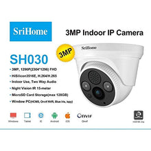 Load image into Gallery viewer, Srihome SH030 Dome Wireless WiFi 3MP Ultra HD 1296p IP Security Camera CCTV with 2 Way Audio
