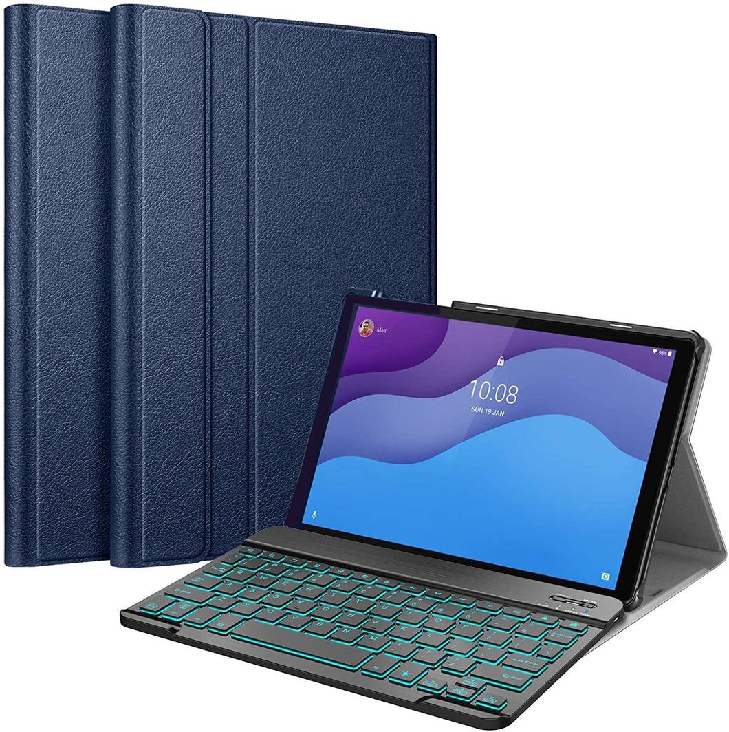 ProElite Keyboard case for Lenovo Tab M10 HD 2nd Gen TB-X306X / Smart Tab M10 HD 2nd Gen TB-X306F, Magnetic Detachable Wireless Bluetooth Keyboard Built-in 7-Colors Backlit, Dark Blue