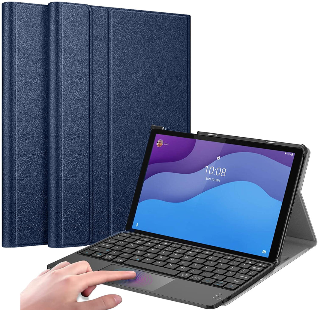 ProElite Detachable Wireless Bluetooth Touchpad Keyboard flip case Cover for Lenovo Tab M10 HD 2nd Gen TB-X306X / Smart Tab M10 HD 2nd Gen TB-X306F Tablet, Dark Blue